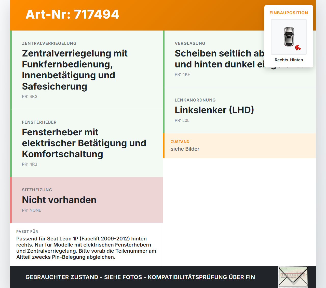 Seat Leon II 1P 09-12 Kabelbaum Leitungssatz für Tür und Fensterheber Hinten Rechts Seat Leon II 1P 09-12... Vorschau 3