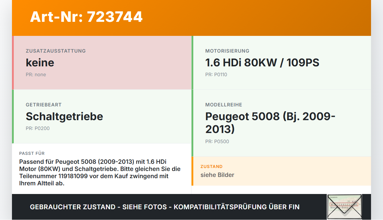 Peugeot 5008 09-13 HDi 1,6 80KW Schaltzug Schaltseilzug Schaltseil Peugeot 5008 09-13 29.01.2010 119181099 gebraucht Vorschau 3