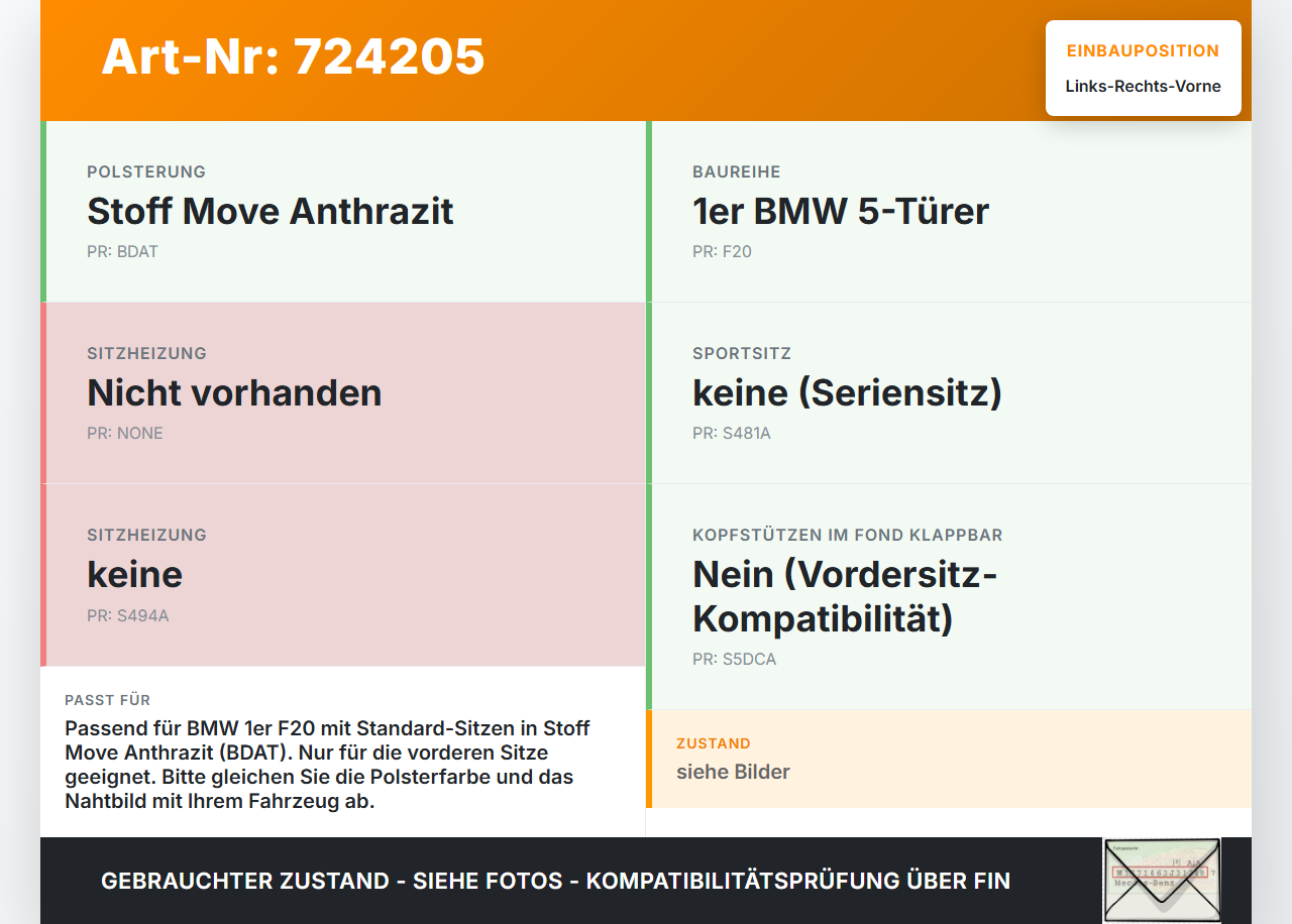BMW 1er 114i F20 11-15 Kopfstütze für Fahrer Sitz Rechts oder Links Vorne BMW 1er 114i F20 11-15 22.11.2013 gebraucht Vorschau 3