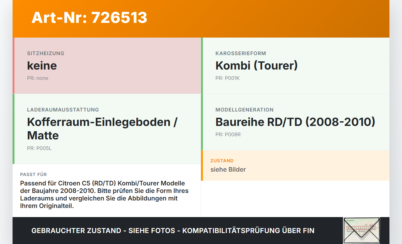 Citroen C5 RD TD 08-10 Kombi Kofferraummatte Kofferraum Einlegeboden Citroen C5 RD TD 08-10 25.09.2008 gebraucht Vorschau 3