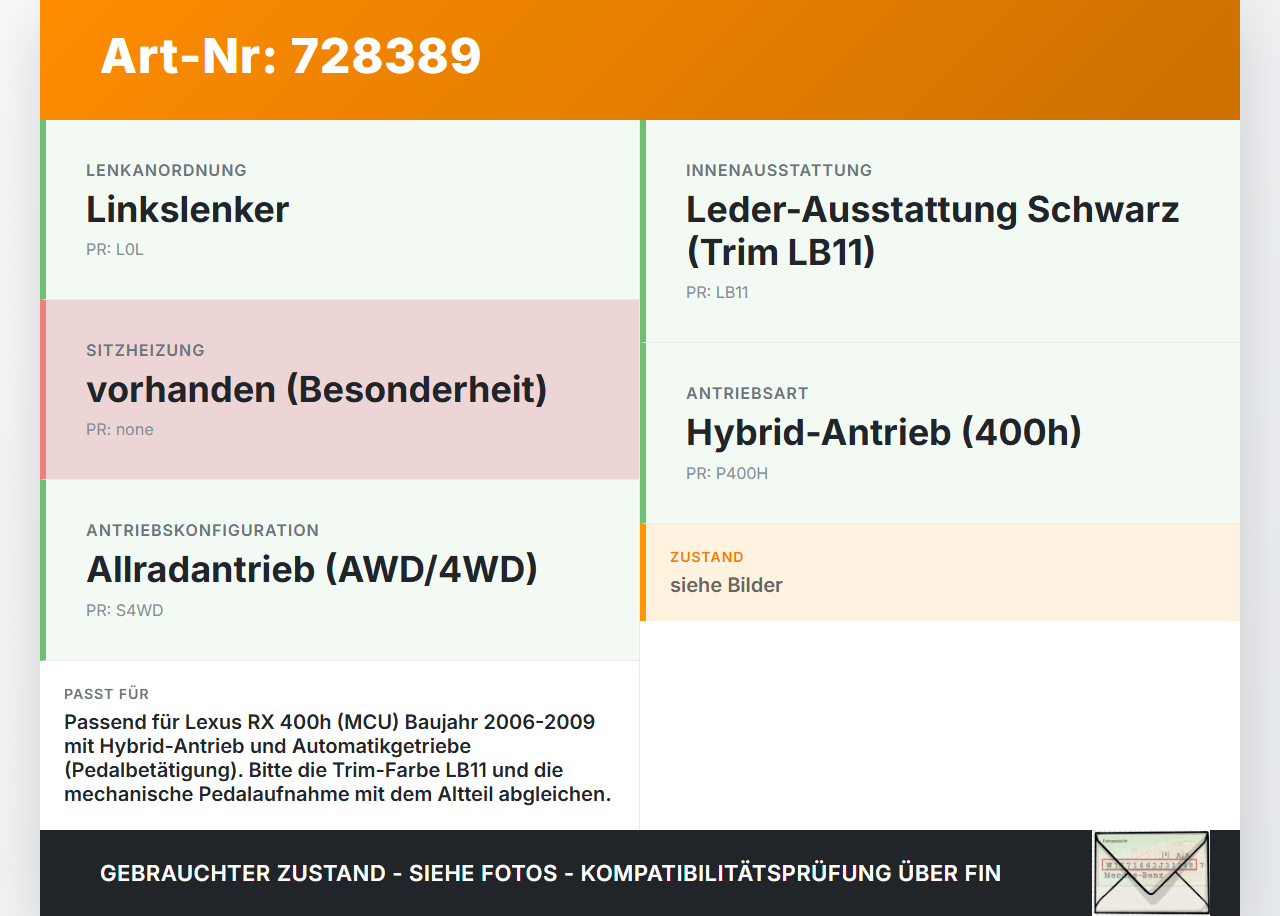 Lexus RX 400h MCU 06-09 Parkbremse Pedal Betätigung Lexus RX 400h MCU 06-09 15.02.2007 gebraucht Vorschau 3