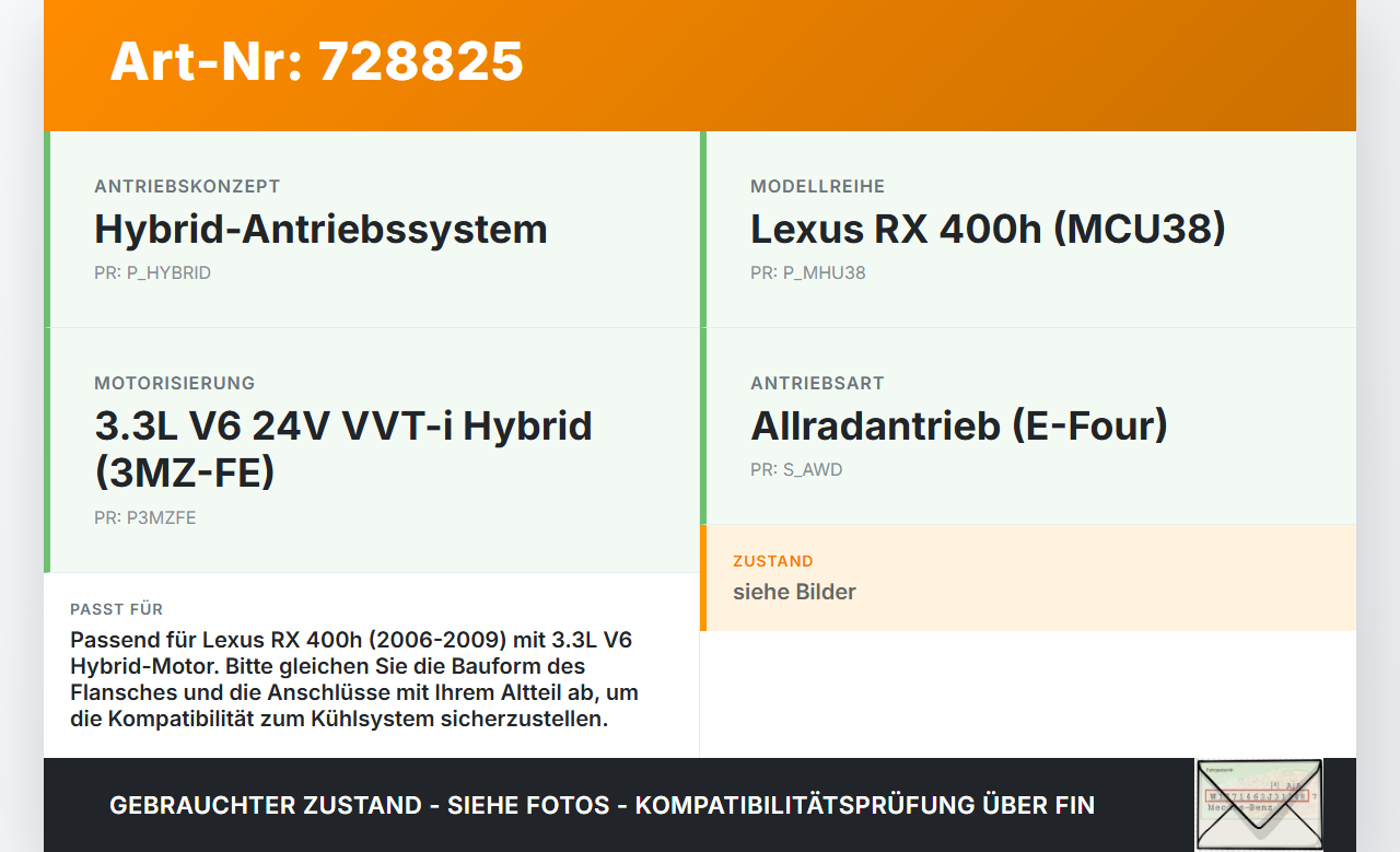 Lexus RX 400h MCU 06-09 3,3 155KW Kühlmittelflansch Zwischenstück Lexus RX 400h MCU 06-09 15.02.2007 gebraucht Vorschau 3