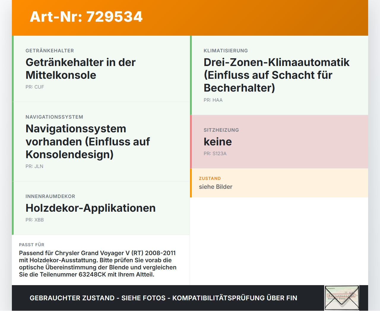 Chrysler Grand Voyager V RT 08-11 Becherhalter Getränkehalter Chrysler Grand Voyager V RT 08-11 26.12.2008 L0079636... Vorschau 3