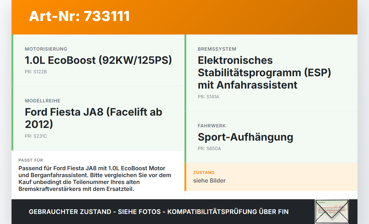 Ford Fiesta JA8 ST VII 12-18 EcoB 1,0 92KW Bremskraftverstärker Ford Fiesta JA8 ST VII 12-18 20.10.2016... Vorschau 3