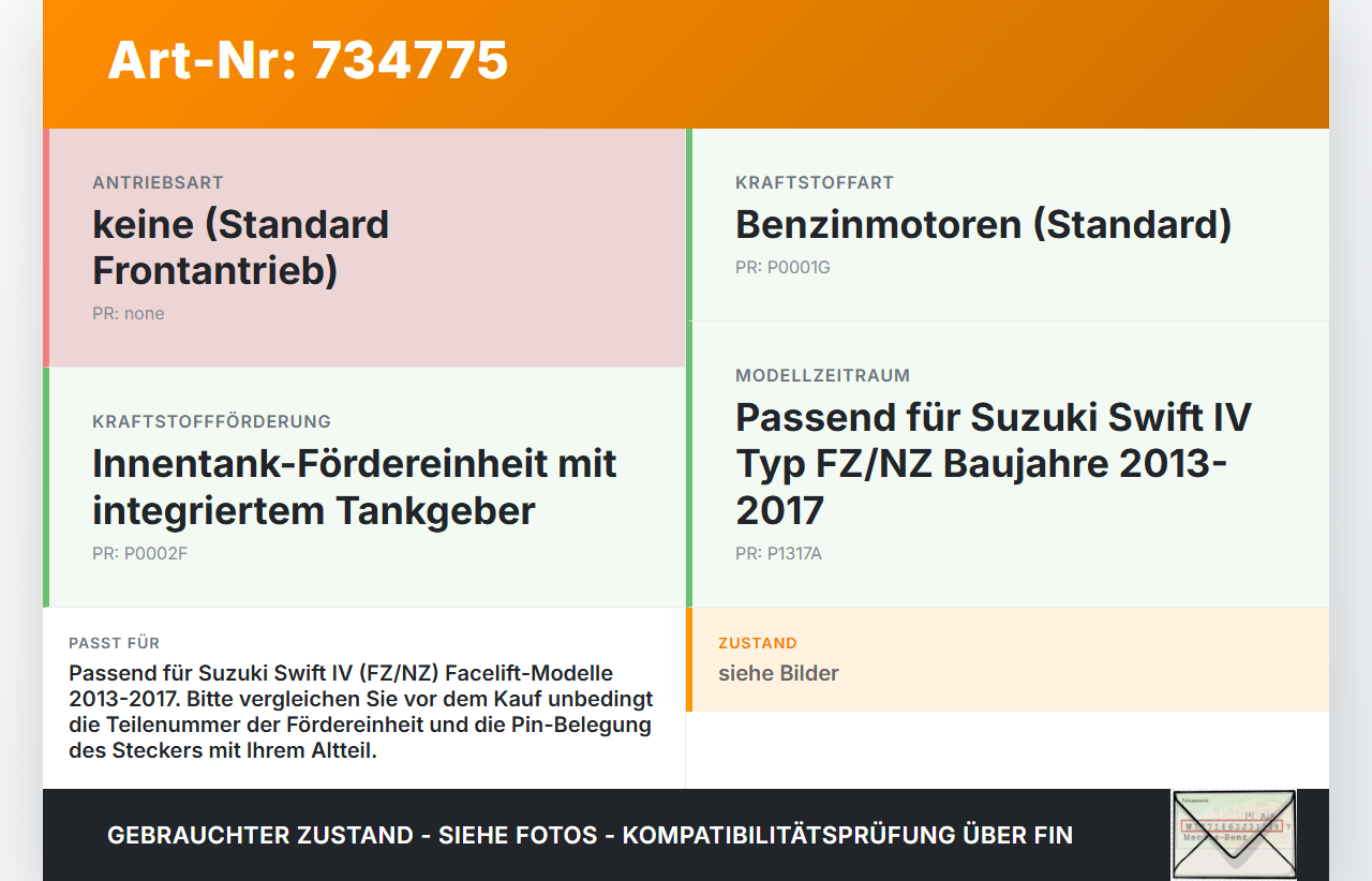 Suzuki Swift IV FZ 13-17 1,2 69KW Kraftstoffpumpe Kraftstoff Förderpumpe Tankgeber Suzuki Swift IV FZ 13-17... Vorschau 3