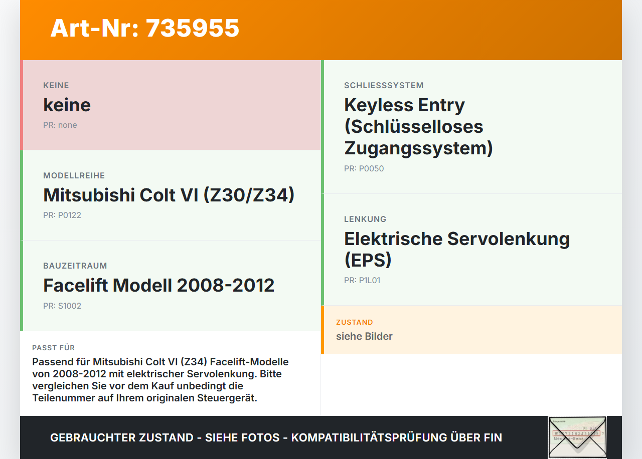 Mitsubishi Colt VI Z34 08-12 Steuergerät ECU Modul für Lenkgetriebe Lenkhilfe Mitsubishi Colt VI Z34 08-12... Vorschau 3