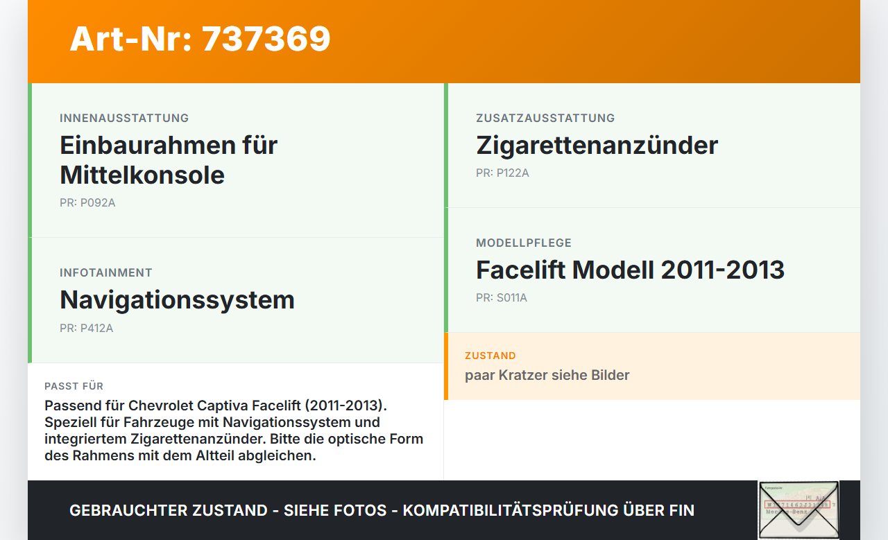 Chevrolet Captiva 11-13 Blende Einbaurahmen mit Zigarettenanzünder Chevrolet Captiva 11-13 02.03.2011 gebraucht Vorschau 3