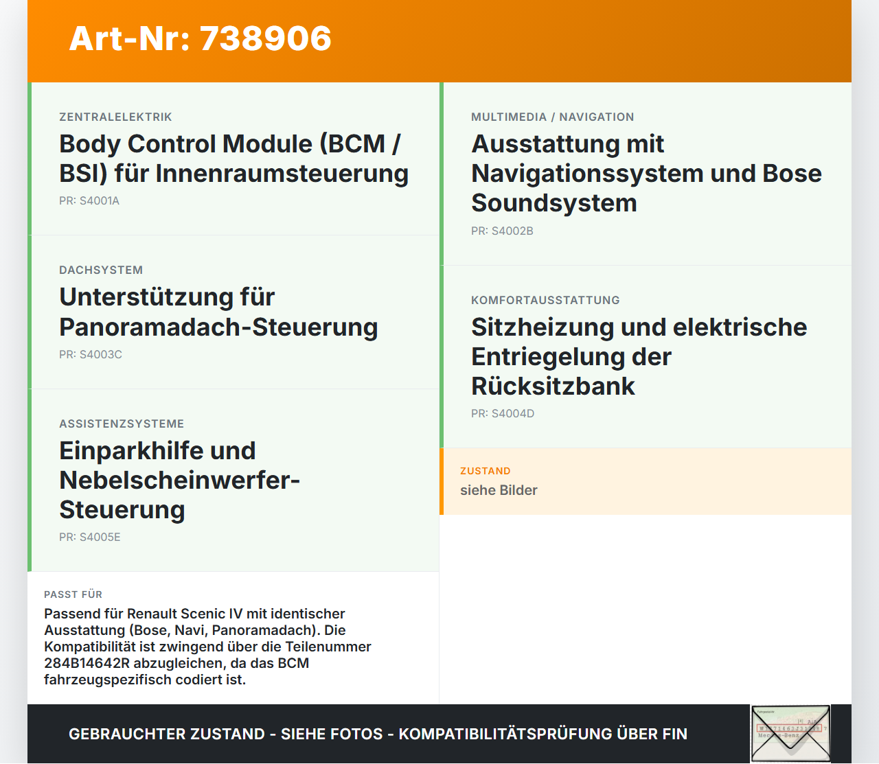 Renault Scenic IV 16-21 Steuergerät ECU Modul BCM BSI SG Renault Scenic IV 16-21 29.05.2018 284B14642R... Vorschau 3