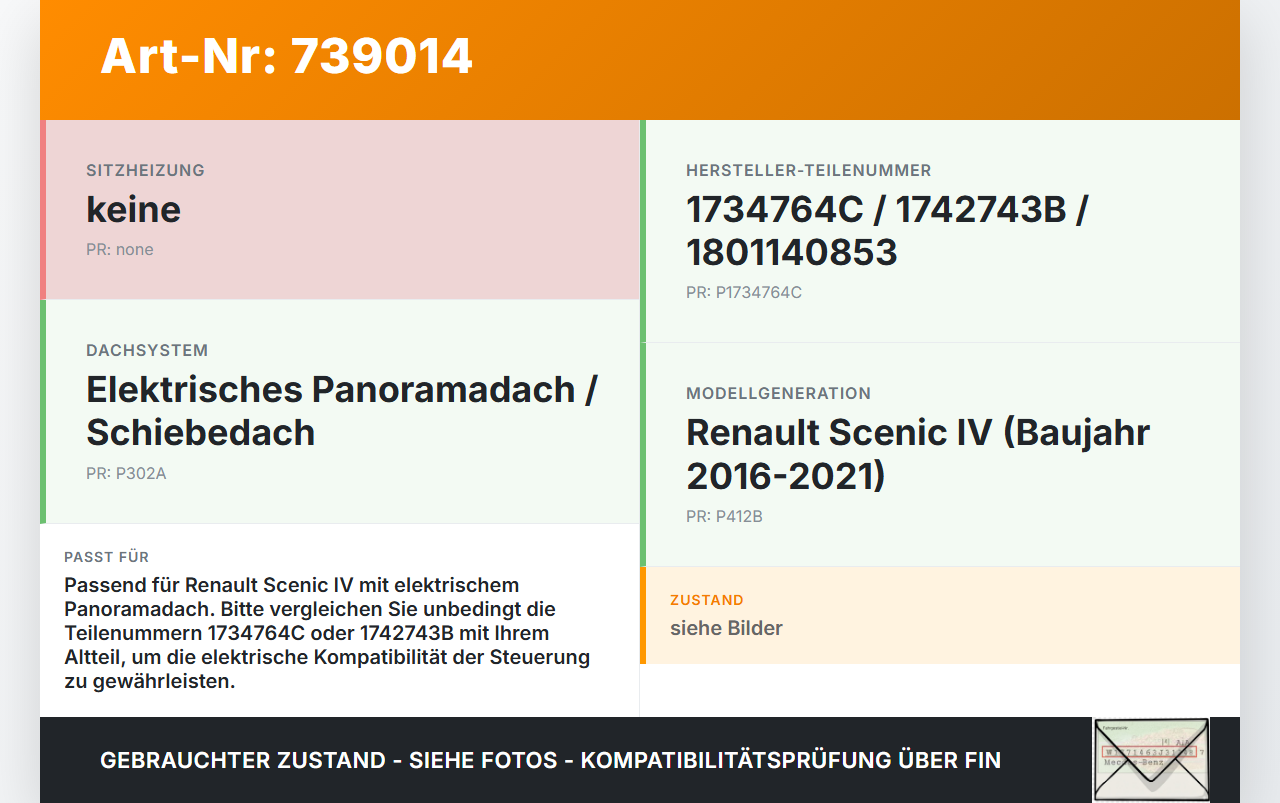 Renault Scenic IV 16-21 Schiebedachmotor Renault Scenic IV 16-21 29.05.2018 1742743B 1801140853 1734764C gebraucht Vorschau 3