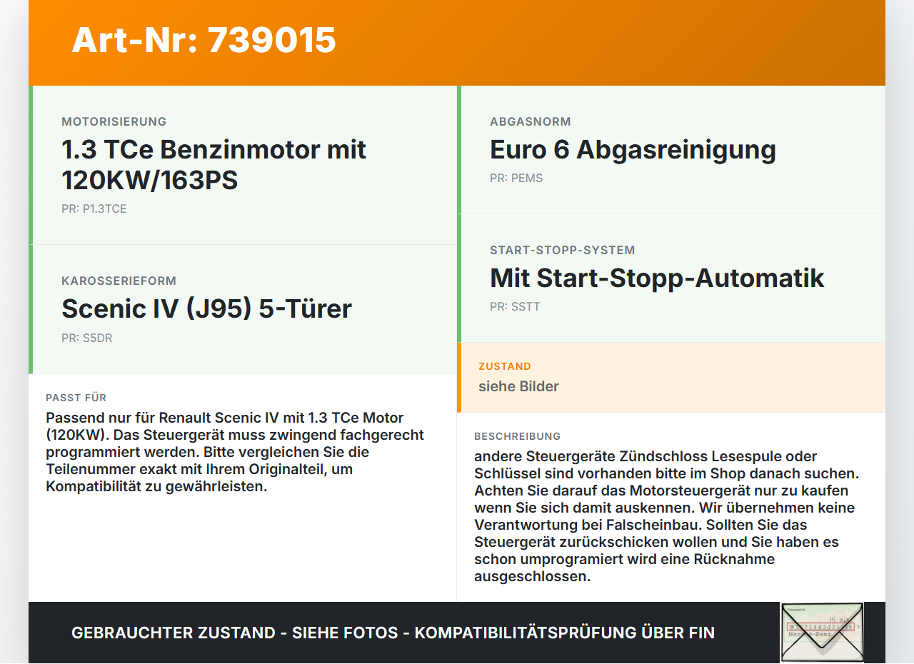Renault Scenic IV 16-21 Tce 1,3 120KW Steuergerät ECU für Motor Motorsteuergerät Renault Scenic IV 16-21 29.05.2018... Vorschau 3