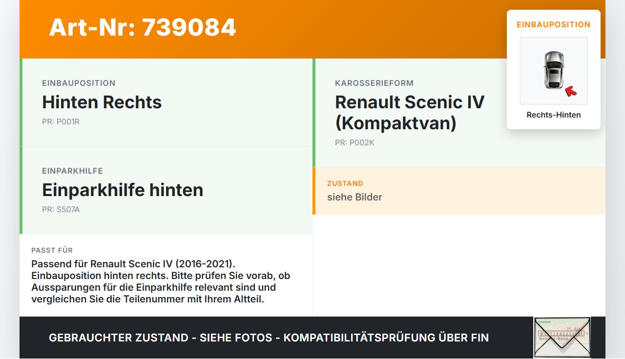 Renault Scenic IV 16-21 Halter Träger Aufnahme Führung für Stoßstange Rechts Hinten Renault Scenic IV 16-21... Vorschau 3
