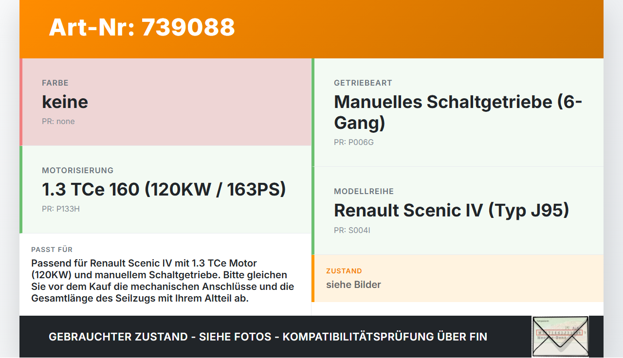 Renault Scenic IV 16-21 Tce 1,3 120KW Autom Schaltzug Schaltseilzug Schaltseil Renault Scenic IV 16-21 29.05.2018... Vorschau 3