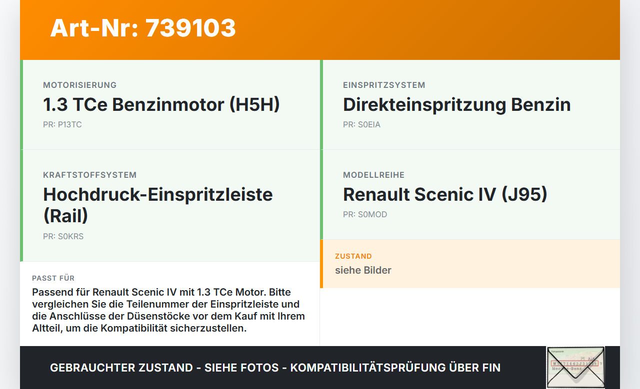 Renault Scenic IV 16-21 Tce 1,3 120KW Einspritzleiste Düsenstock für Einspritzanlage Renault Scenic IV 16-21... Vorschau 3