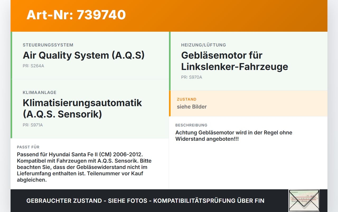 Hyundai Santa Fe II CM 06-12 Gebläsemotor Lüftermotor Heizungsgebläse Hyundai Santa Fe II CM 06-12 22.02.2006... Vorschau 3