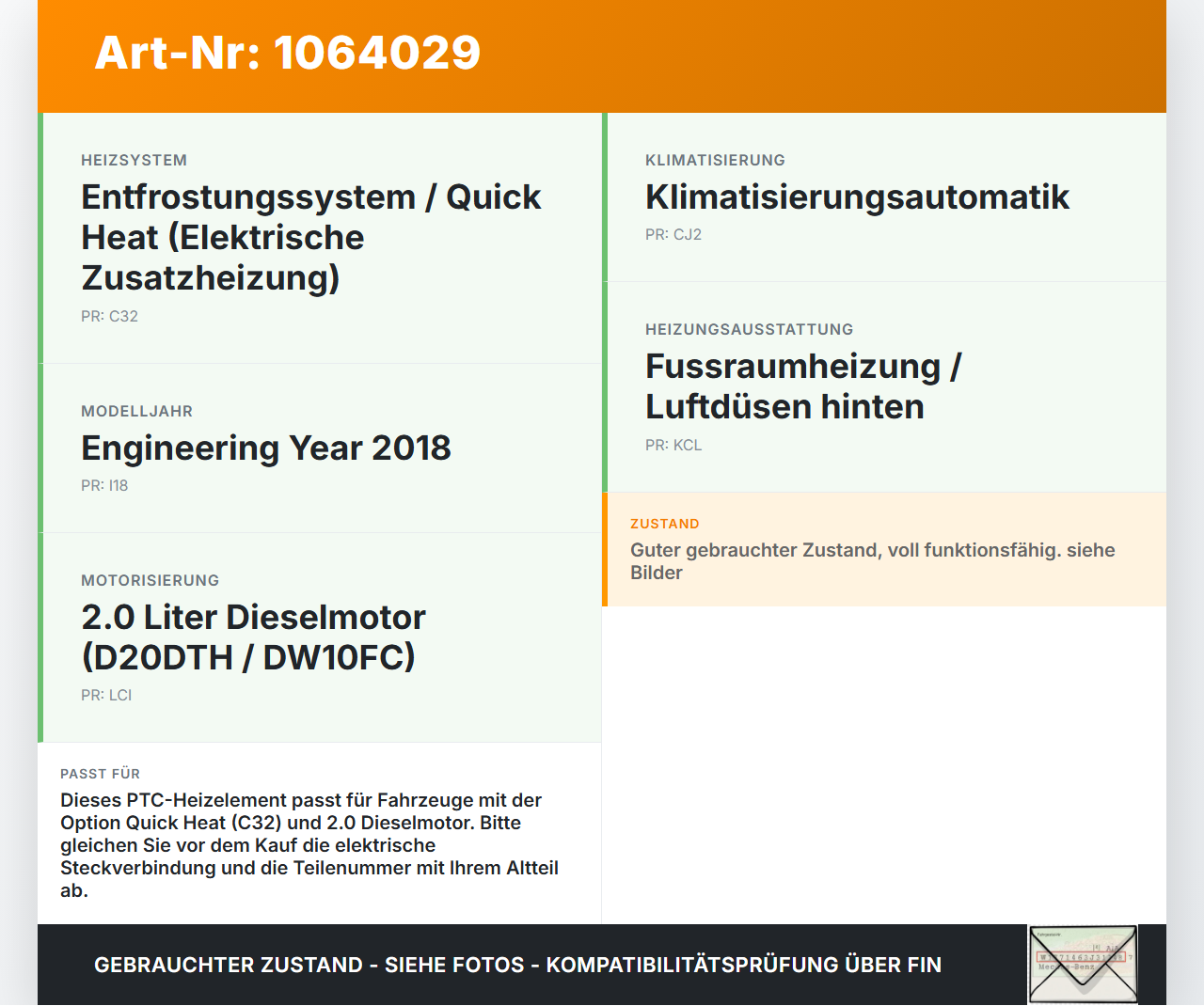 Opel Grandland I 17-21 Zusatzheizgerät Zuheizgerät PTC Heizelement Opel Grandland I 17-21 29.03.2018 A.521.036.00... Vorschau 3