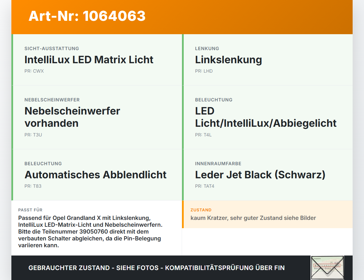 Opel Grandland I 17-21 Lichtschalter Schalter Dimmer LWR Opel Grandland I 17-21 29.03.2018 17016477 39050760 gebraucht Vorschau 3