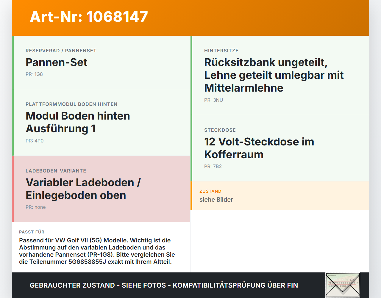 VW Golf VII 7 5G 17-20 5T Kofferraummatte Kofferraum Einlegeboden VW Golf VII 7 5G 17-20 22.11.2019 5G6858855J... Vorschau 3