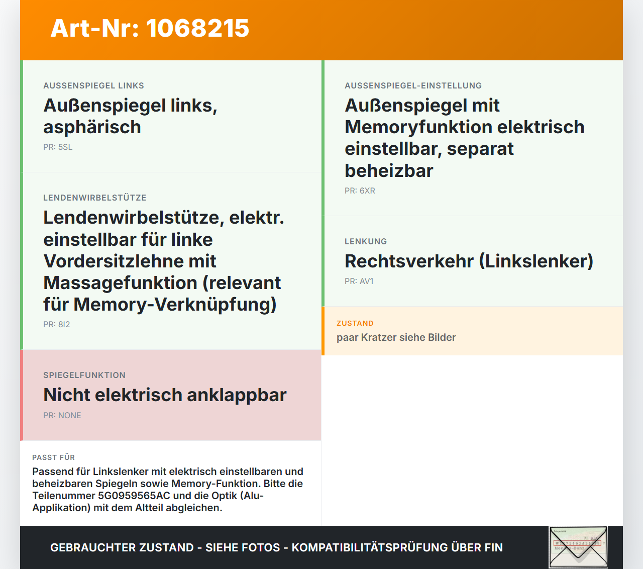 VW Golf VII 7 5G 17-20 Spiegelverstellung Aussenspiegel Schalter VW Golf VII 7 5G 17-20 22.11.2019 5G0959565AC... Vorschau 3