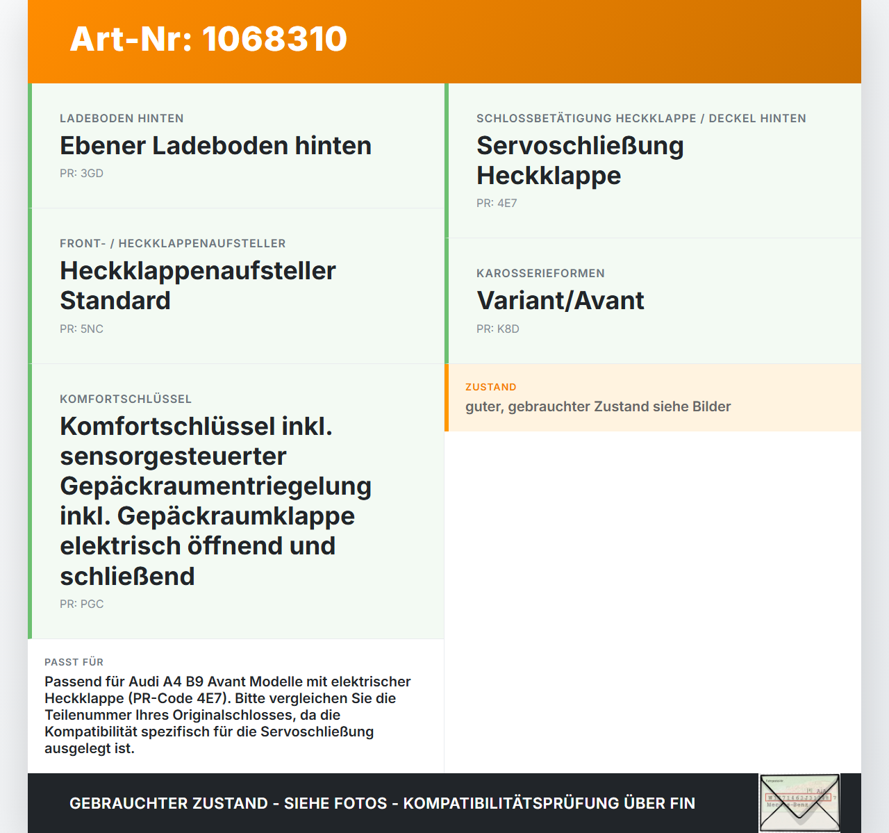 Audi A4 8W B9 19-24 Kombi Schloss f. Heckklappe Heckklappenschloss Verriegelung Audi A4 8W B9 19-24 18.12.2015... Vorschau 3