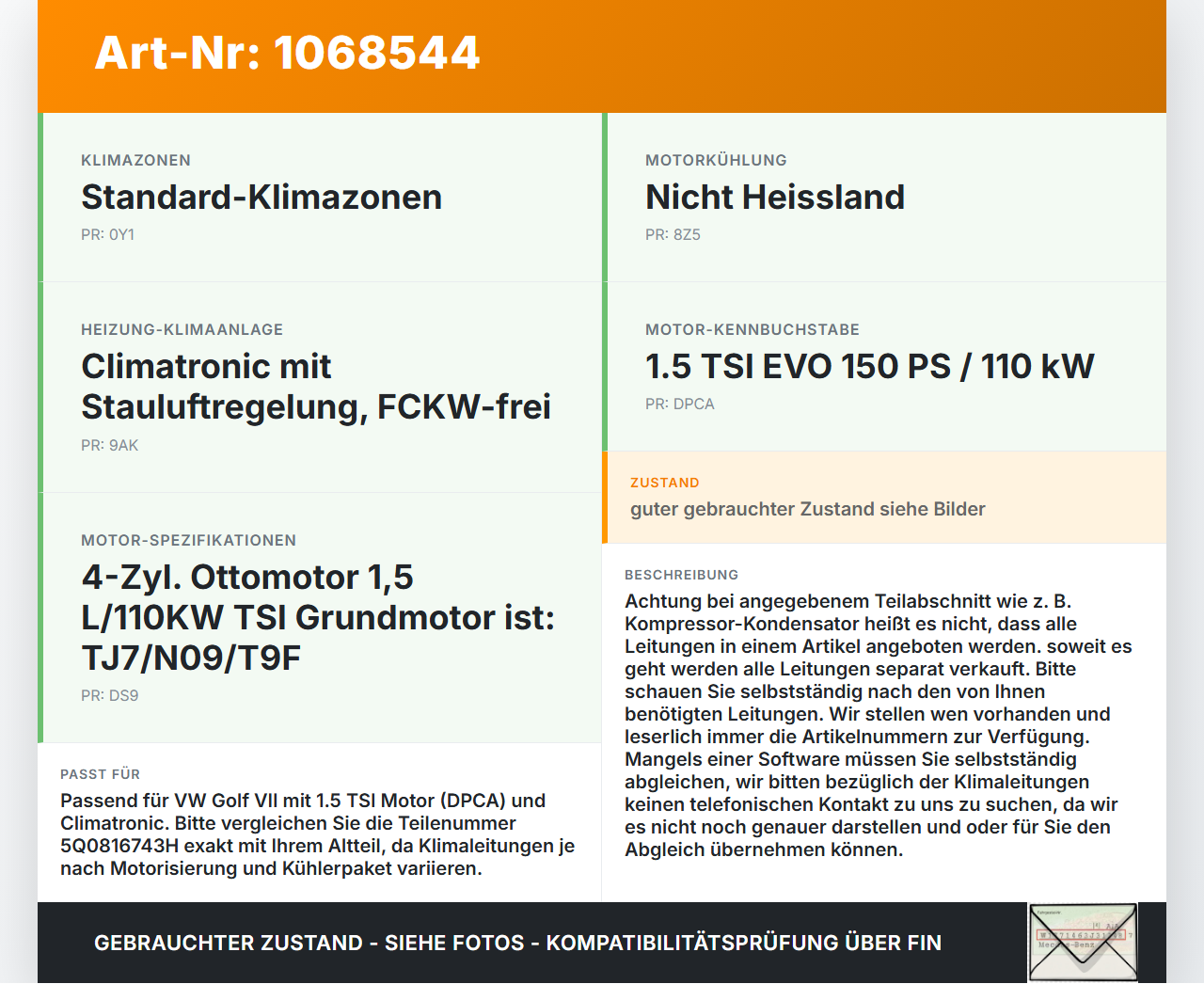 VW Golf VII 7 5G 17-20 TSI 1,5 110KW Klimaschlauch Klimaleitung VW Golf VII 7 5G 17-20 22.11.2019 5Q0816743H gebraucht Vorschau 3