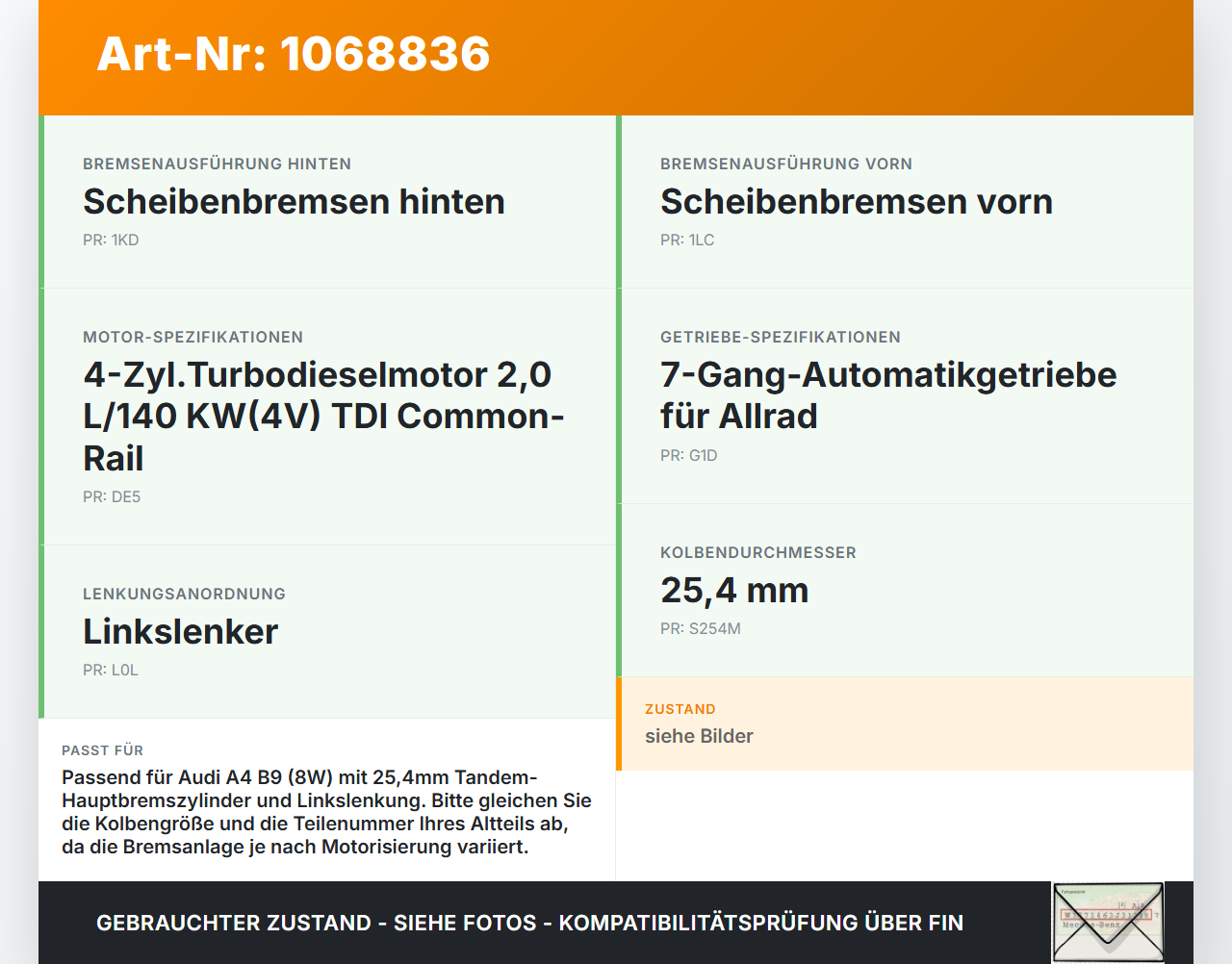 Audi A4 8W B9 19-24 Hauptbremszylinder mit Bremsflüssigkeitsbehälter Audi A4 8W B9 19-24 18.12.2015 8W0611021 gebraucht Vorschau 3