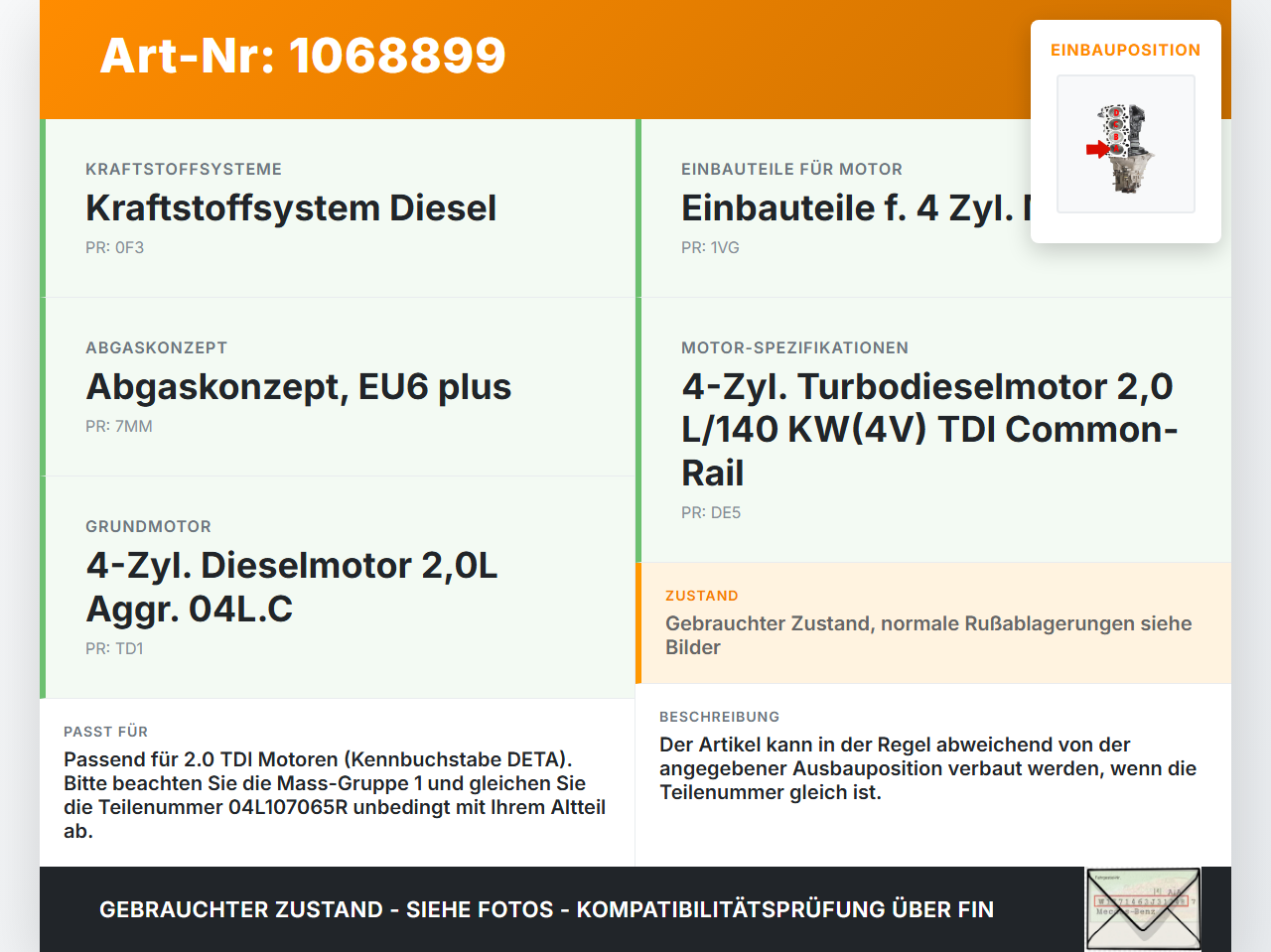 Audi A4 8W B9 19-24 TDI 2,0 116KW DETA Kolben mit Pleuel Pos A Audi A4 8W B9 19-24 18.12.2015 04L107065R... Vorschau 3