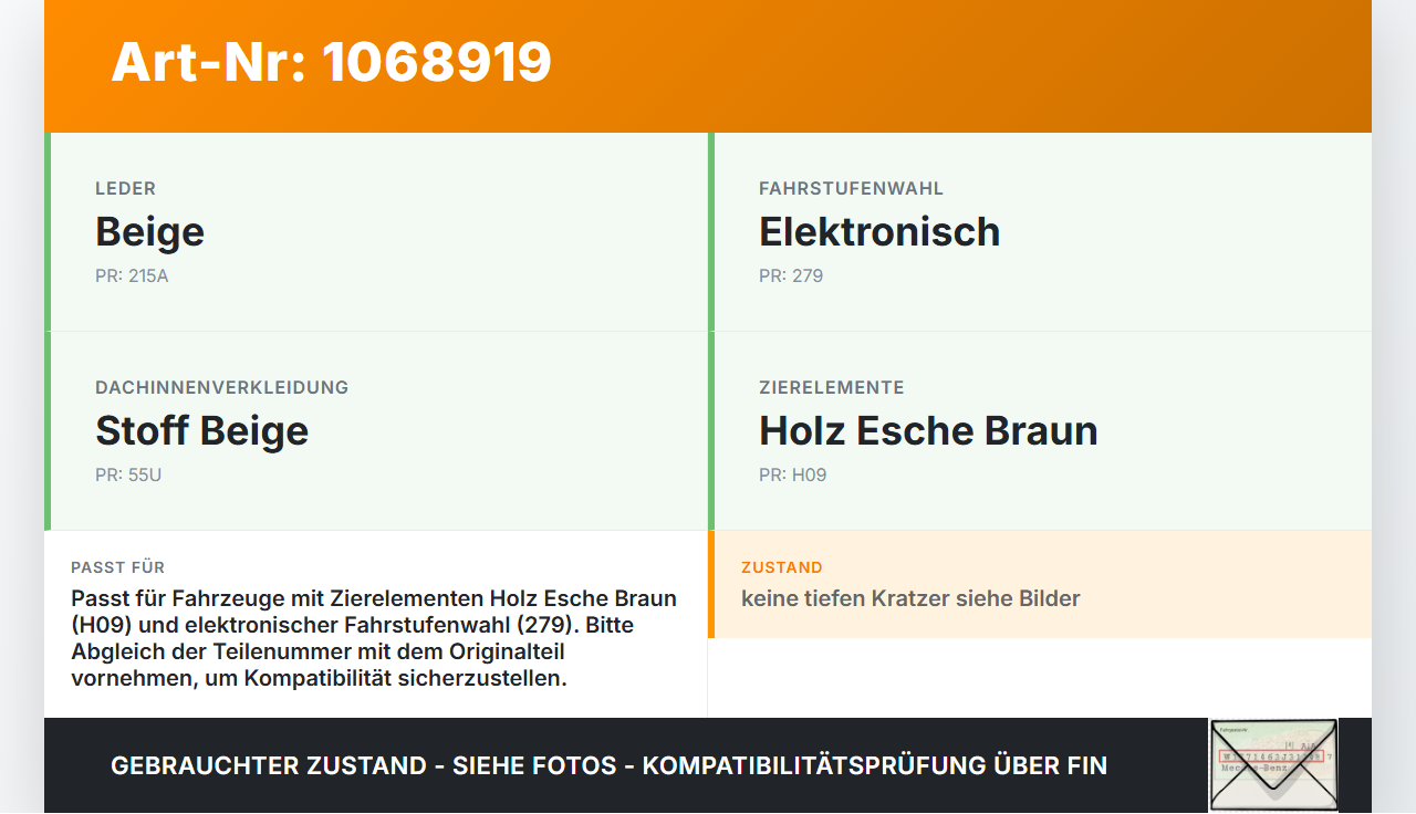 Mercedes E250 W212 13-16 Lim Blende Abdeckung Einbaurahmen für Mittelkonsole Holz Esche Braun H09 Mercedes E250... Vorschau 3