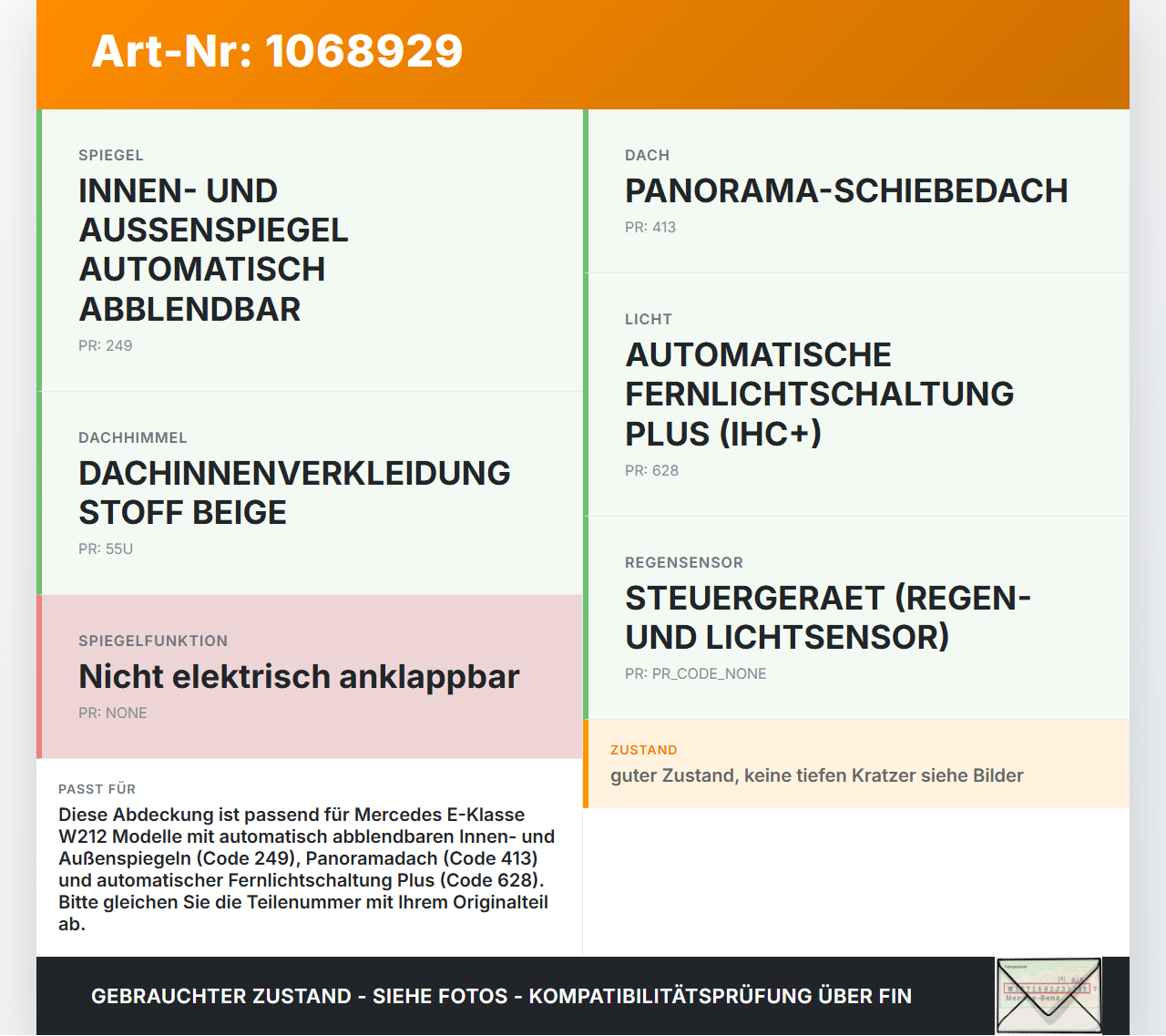 Mercedes E250 W212 13-16 Lim Abdeckung Blende für Regensensor Verkleidung Innenspiegel Kamera Mercedes E250 W212... Vorschau 3