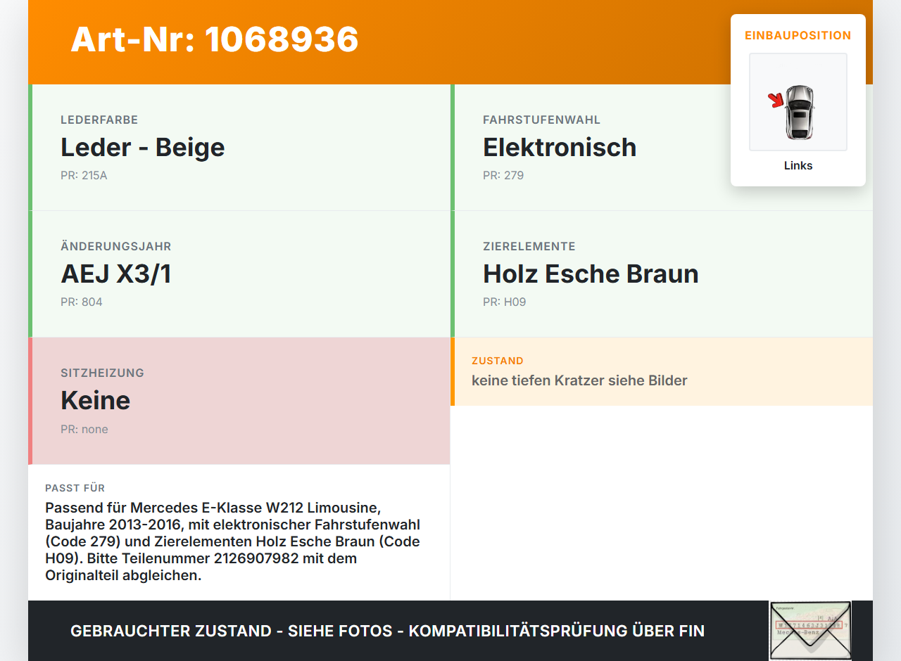 Mercedes E250 W212 13-16 Lim Zierleiste für Mittelkonsole Chrom Links Mercedes E250 W212 13-16 17.09.2013... Vorschau 3