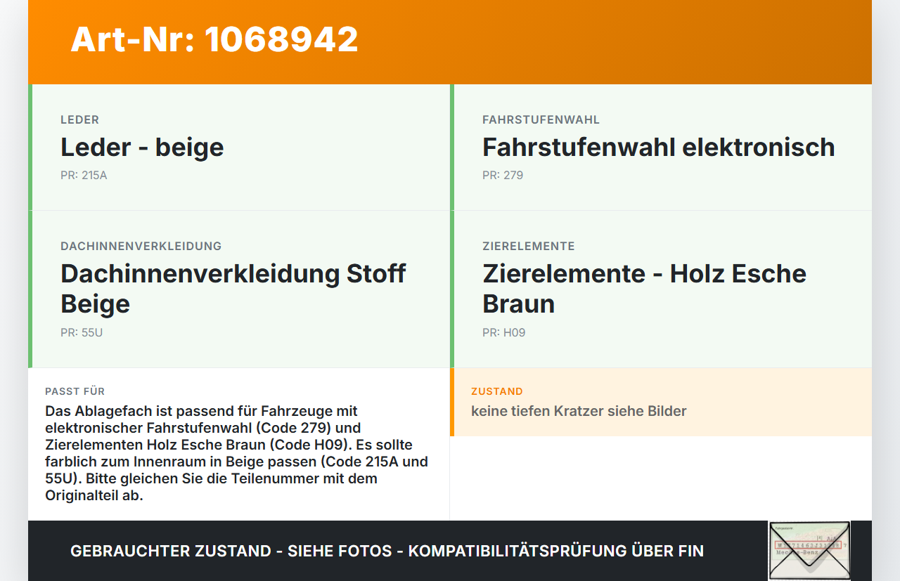 Mercedes E250 W212 13-16 Lim Ablagefach Staufach Fach ohne Deckel Mercedes E250 W212 13-16 17.09.2013 A2126809950... Vorschau 3
