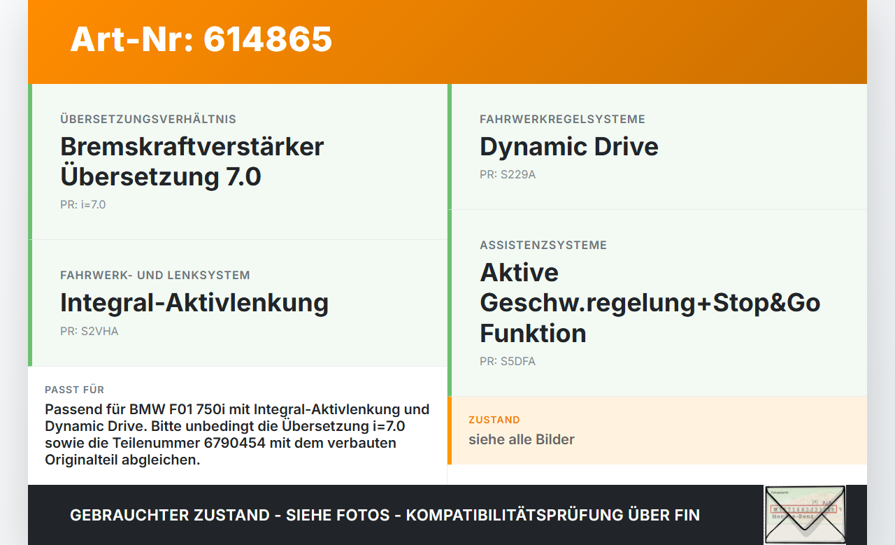 BMW F01 750i 08-12 4,4 300KW Bremskraftverstärker i=7.0 BMW F01 750i 08-12 15.07.2009 6790454 34.33-6790454... Vorschau 3
