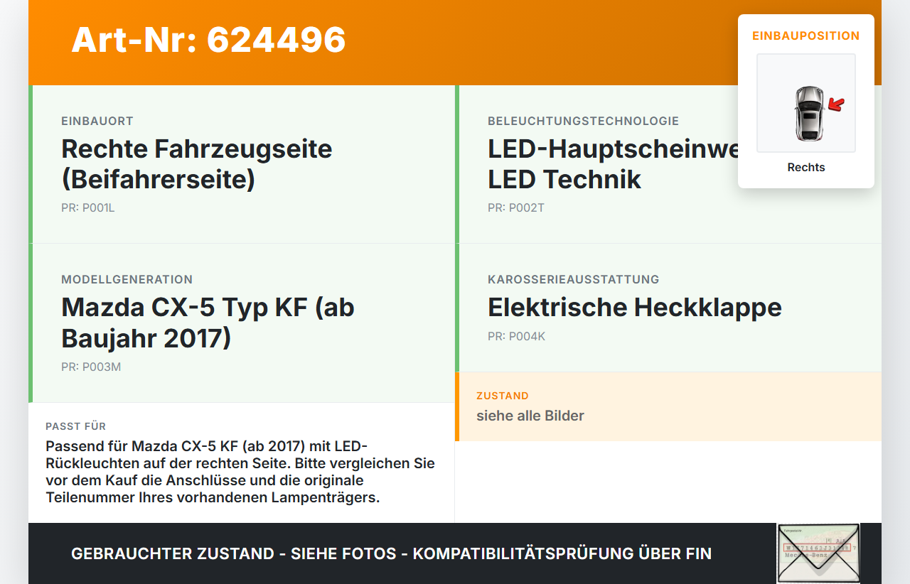 Mazda CX-5 KF ab17 Lampenträger für Rücklicht Rechts orig LED Mazda CX-5 KF ab17 28.01.2019 gebraucht Vorschau 3