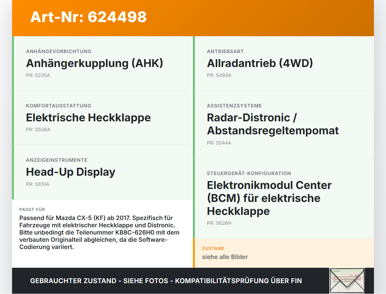 Mazda CX-5 KF ab17 Elektronikmodul Center Steuergerät ECU Modul Mazda CX-5 KF ab17 28.01.2019 KB8C-626H0... Vorschau 3