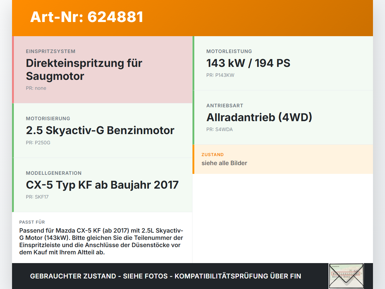 Mazda CX-5 KF ab17 Sky 2,5 143KW Einspritzleiste Düsenstock für Einspritzanlage Mazda CX-5 KF ab17 28.01.2019 gebraucht Vorschau 3
