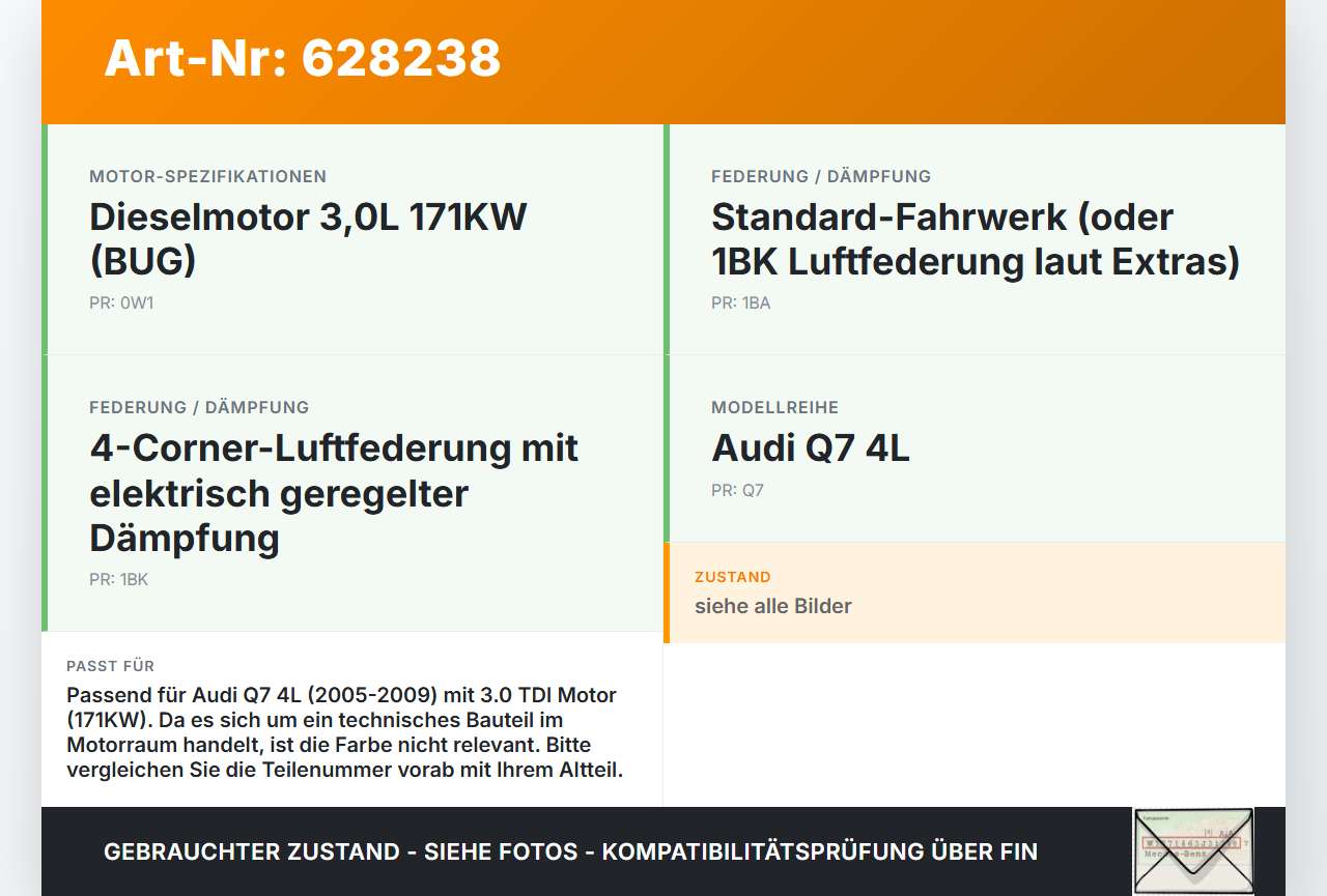 Audi Q7 4L 05-09 TDI 3,0 171KW Öl Schlauch Ölleitung Audi Q7 4L 05-09 03.07.2006 gebraucht Vorschau 3