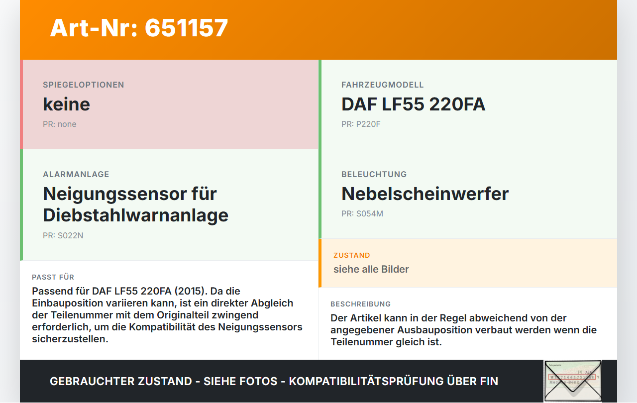 DAF LF55 220FA 2015 Sensor Neigung DAF LF55 220FA 2015 24.03.2015 gebraucht Vorschau 3