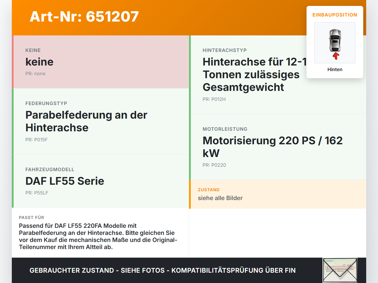 DAF LF55 220FA 2015 L1EN2 Federstab Drehstabfeder Hinten DAF LF55 220FA 2015 24.03.2015 gebraucht Vorschau 3
