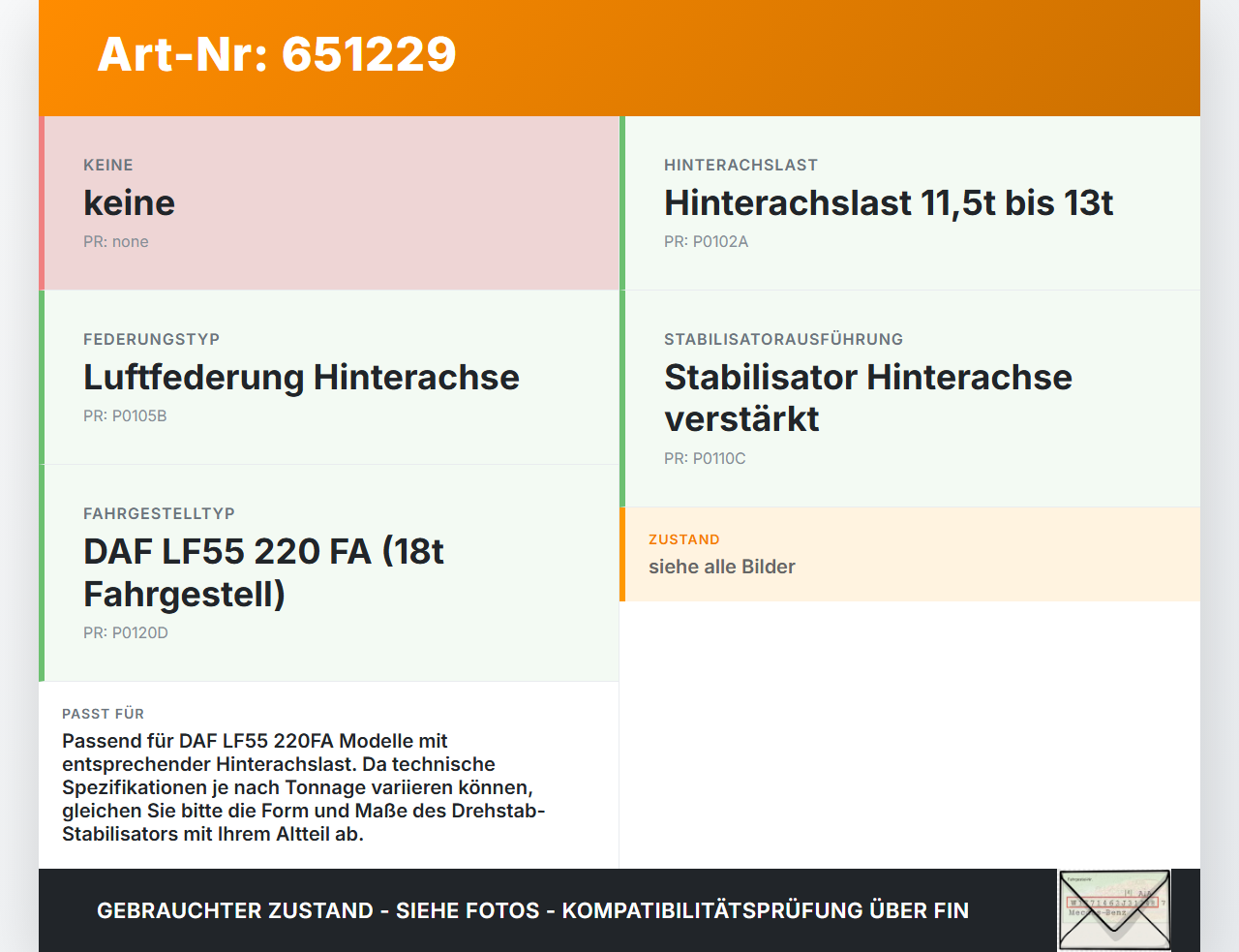DAF LF55 220FA 2015 L1EN2 Federstab Drehstabfeder Stabilisator für Hinterachse DAF LF55 220FA 2015 24.03.2015 gebraucht Vorschau 3