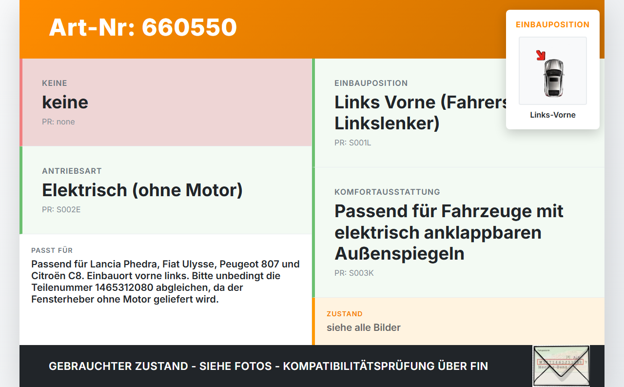 Lancia Phedra 179 807 C8 02-08 Fensterheber o. FH-Motor Links Vorne Lancia Phedra 179 807 C8 02-08 16.06.2003... Vorschau 3