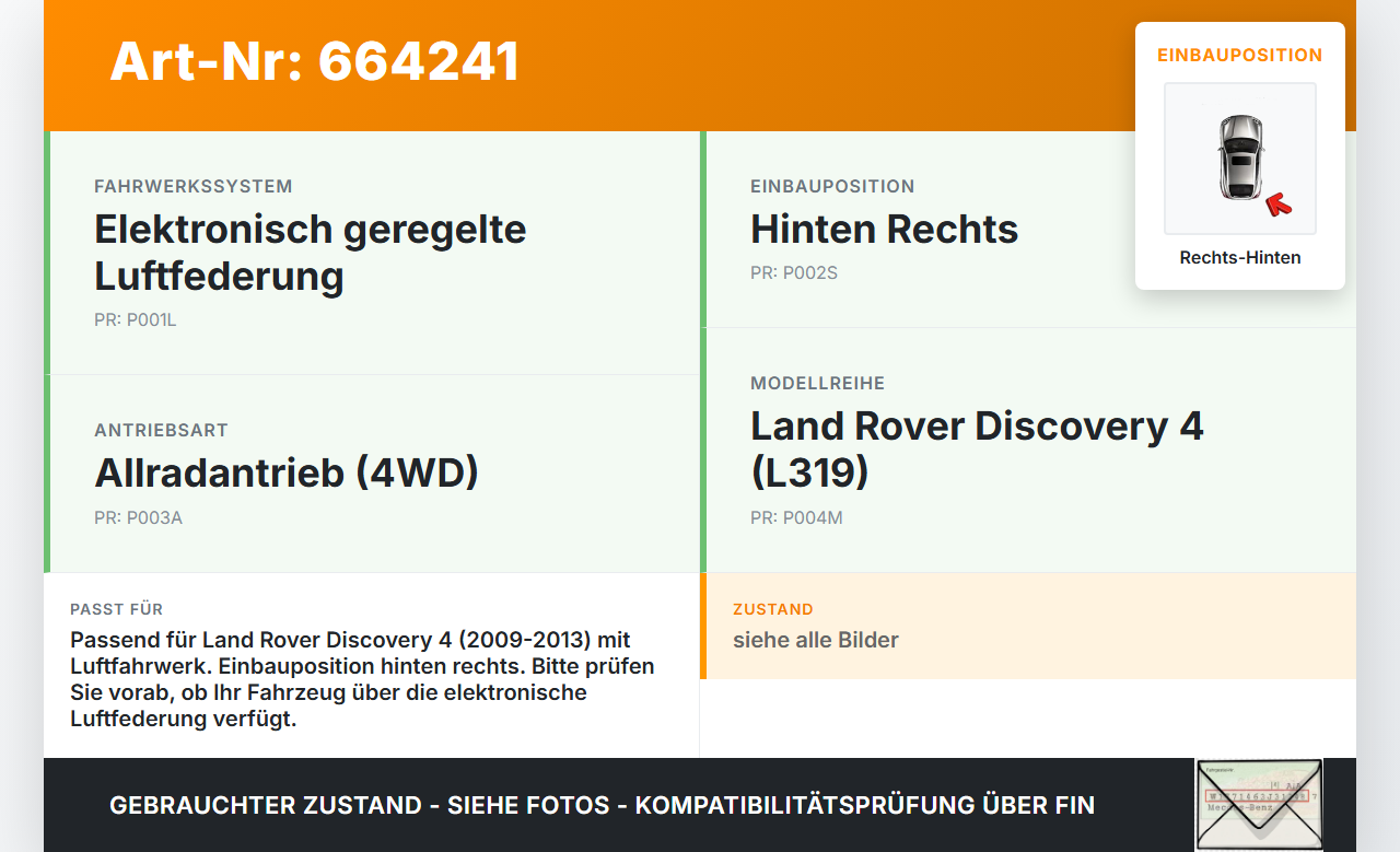 Land Rover Discovery 4 IV 09-13 Stossdämpfer Luftfahrwerk Federbein Hinten Rechts Land Rover Discovery 4 IV 09-13... Vorschau 3