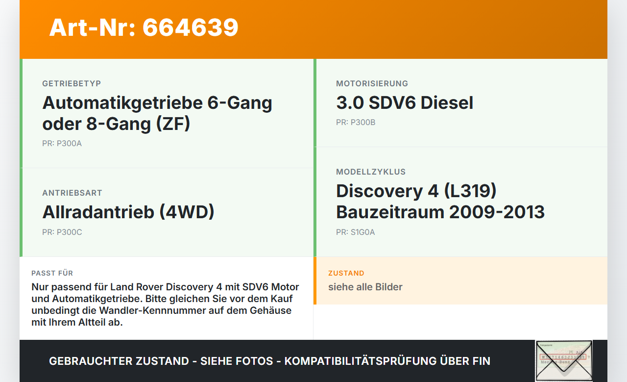 Land Rover Discovery 4 IV 09-13 SDV6 3,0TD 180KW Autom Wandler Drehmomentwandler für Getriebe Land Rover Discovery... Vorschau 3