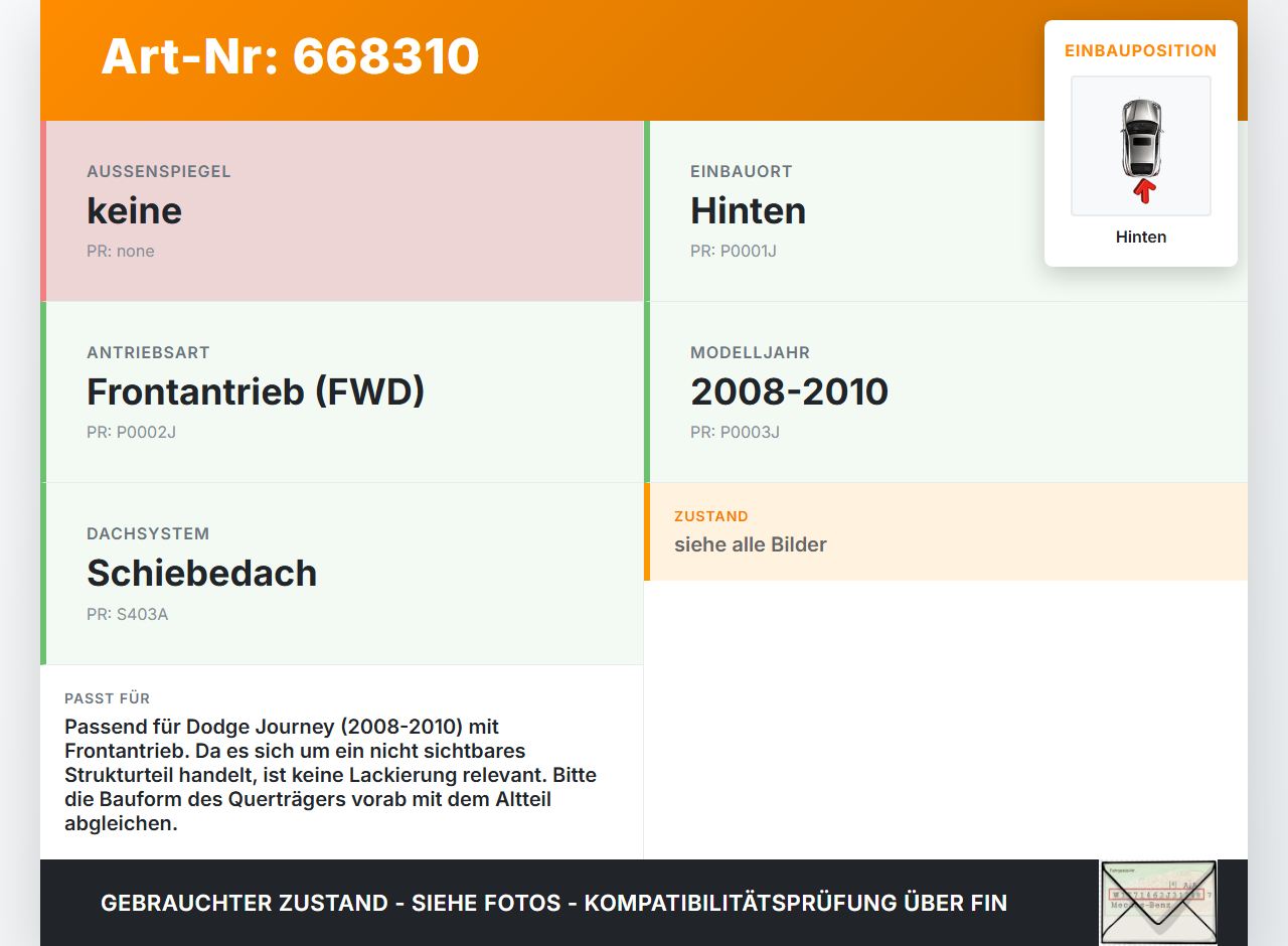 Dodge Journey 08-10 Stoßstangenträger Stoßfängerträger Träger Querträger Hinten Dodge Journey 08-10 04.05.2010 gebraucht Vorschau 3