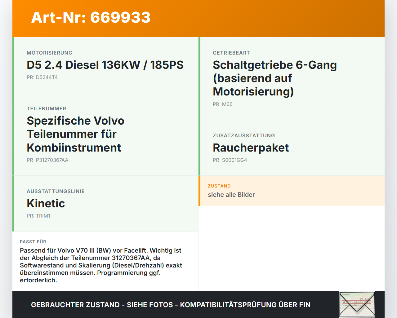 Volvo V70 III BW 07-13 D5 2,4 136KW Kombiinstrument Tacho Volvo V70 III BW 07-13 04.06.2008 31270367AA 69199-710U... Vorschau 3
