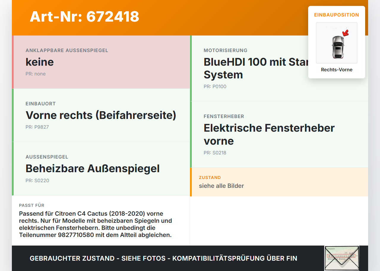 Citroen C4 Cactus 18-20 Kabelbaum für Tür und Fensterheber Rechts Vorne Citroen C4 Cactus 18-20 15.11.2018... Vorschau 3