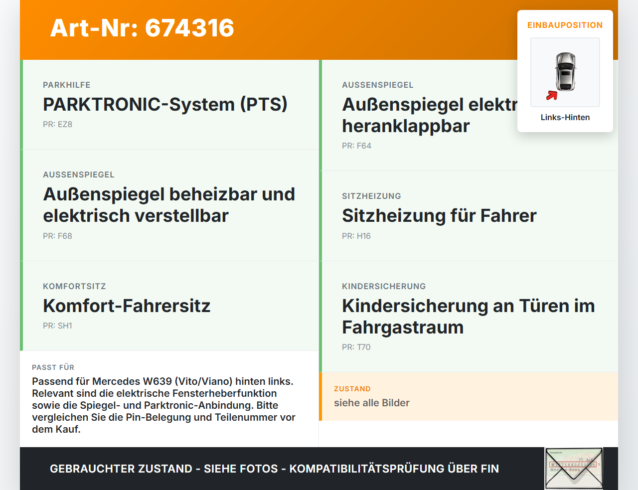 Mercedes W639 Vito Viano 04-10 Kabelbaum Leitungssatz für Tür und Fensterheber Hinten Links Mercedes W639 Vito... Vorschau 3