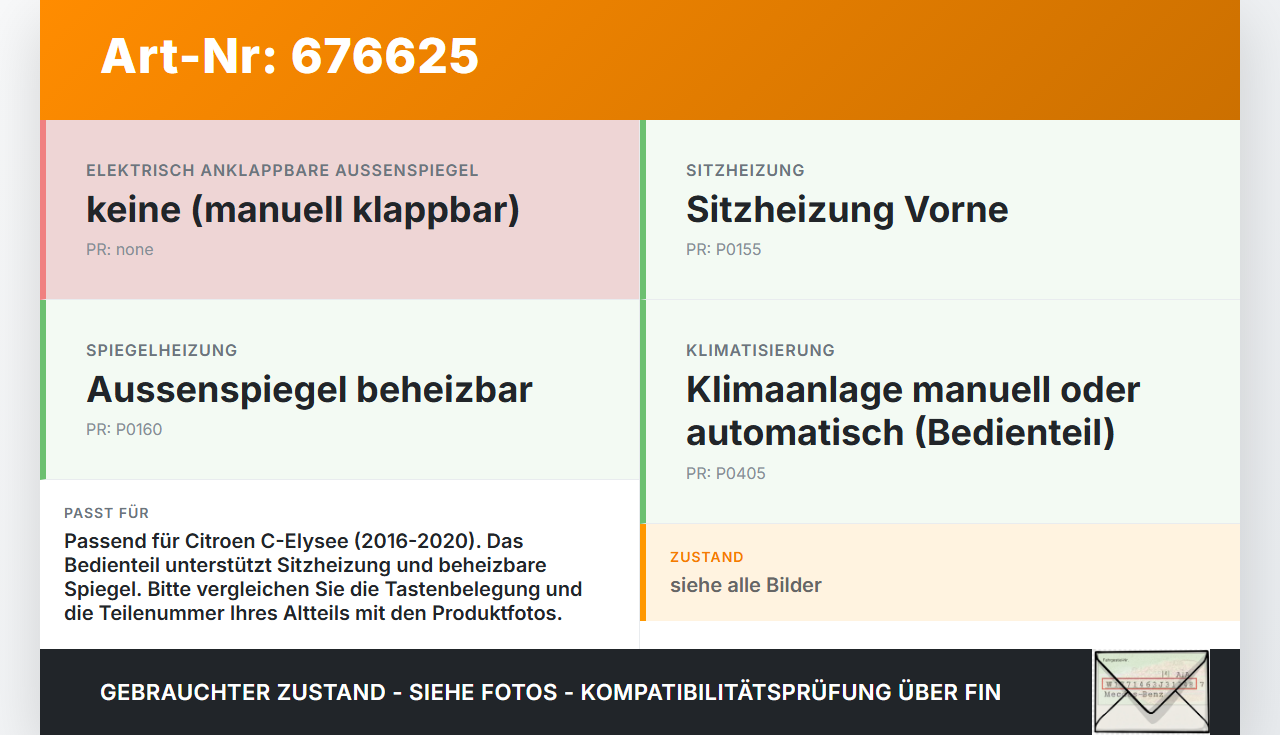 Citroen C-Elysee 16-20 Bedienteil Bedienelement Heizung Klimabedienteil Citroen C-Elysee 16-20 28.04.2017... Vorschau 3