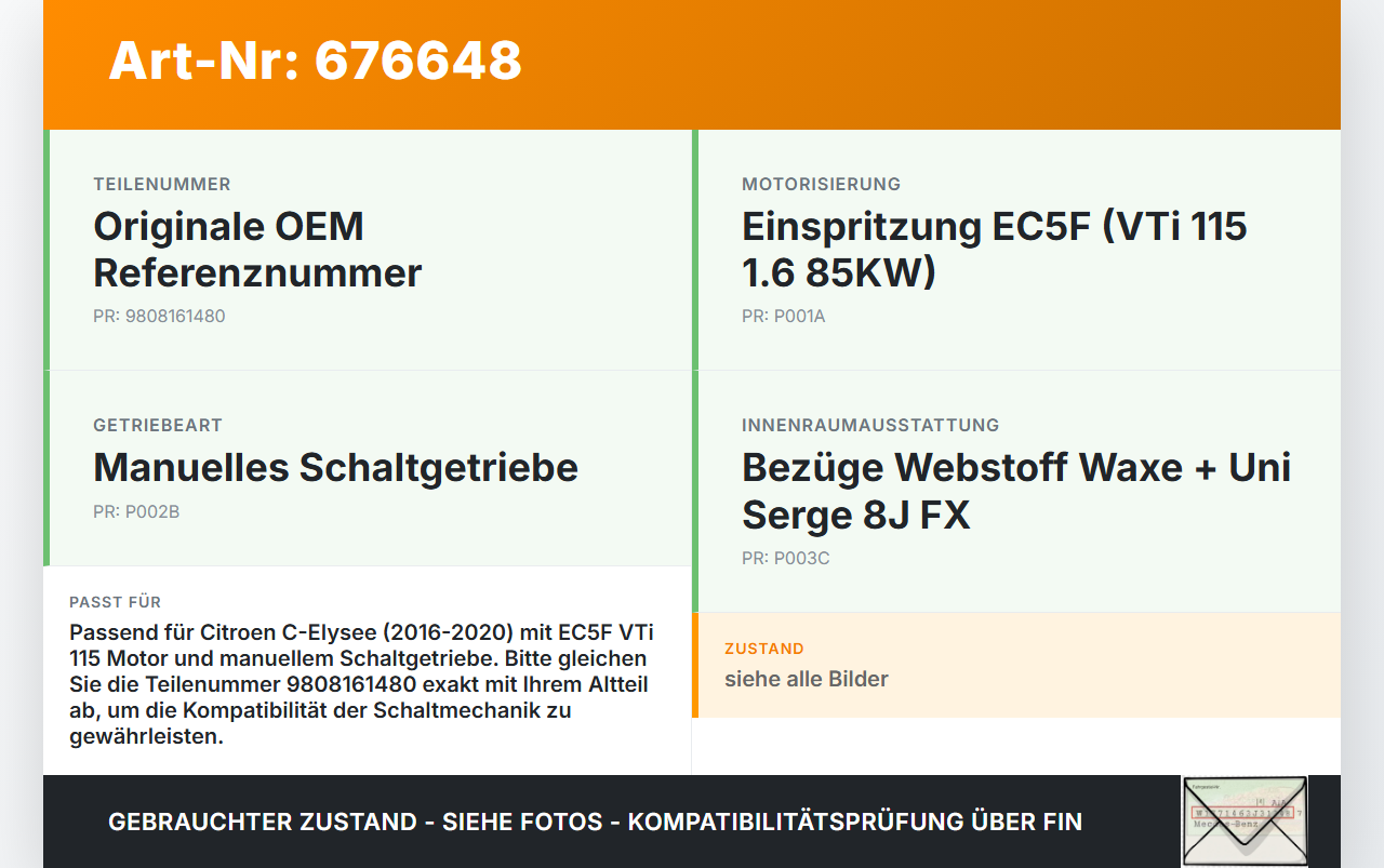 Citroen C-Elysee 16-20 VTi 115 1,6 85KW Schaltkulisse Schalthebel Citroen C-Elysee 16-20 28.04.2017 9808161480 gebraucht Vorschau 3