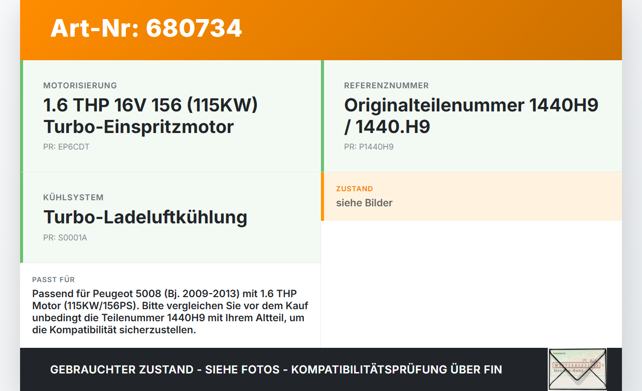 Peugeot 5008 09-13 THP 1,6 115KW Ladeluftkühler Kühler Peugeot 5008 09-13 22.09.2010 9656503480 gebraucht Vorschau 3