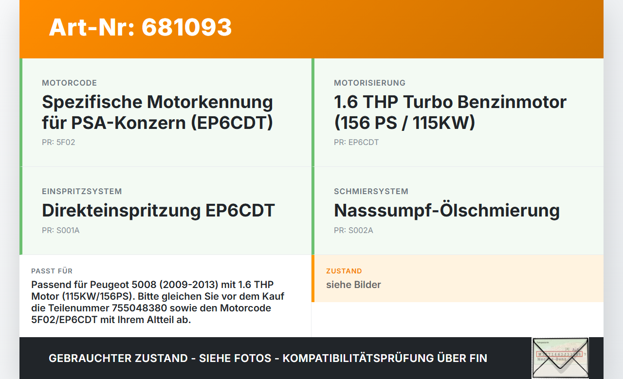 Peugeot 5008 09-13 THP 1,6 115KW 5F02 Ölwanne Motorwanne Peugeot 5008 09-13 22.09.2010 V755048380 gebraucht Vorschau 3