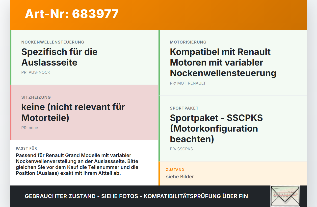 Renault Grand Scenic III JZ 09-12 1,4 TCE 130 96KW H4J700 Nockenwellenverstellung Verstellung für Nockenwelle... Vorschau 3